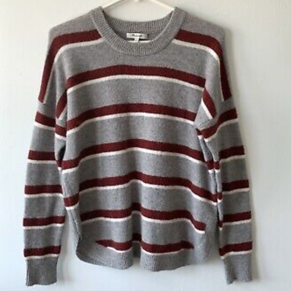 Madewell Gray Westlake Striped Sweater